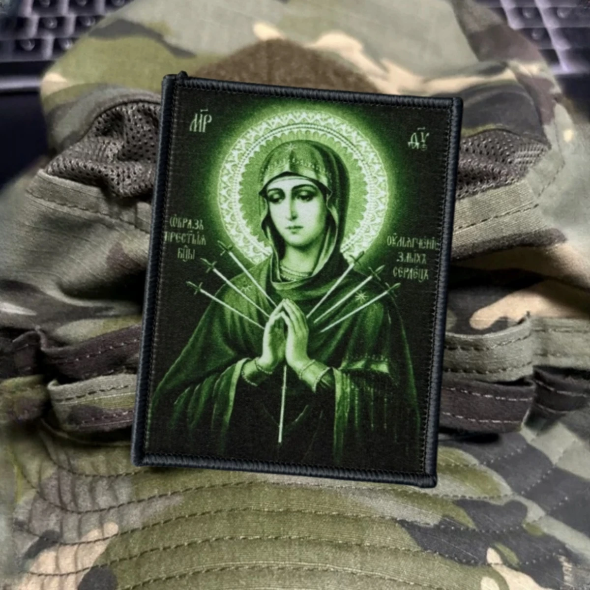 Parche táctico Virgen María con gancho y bucle para mochila - imagen 3