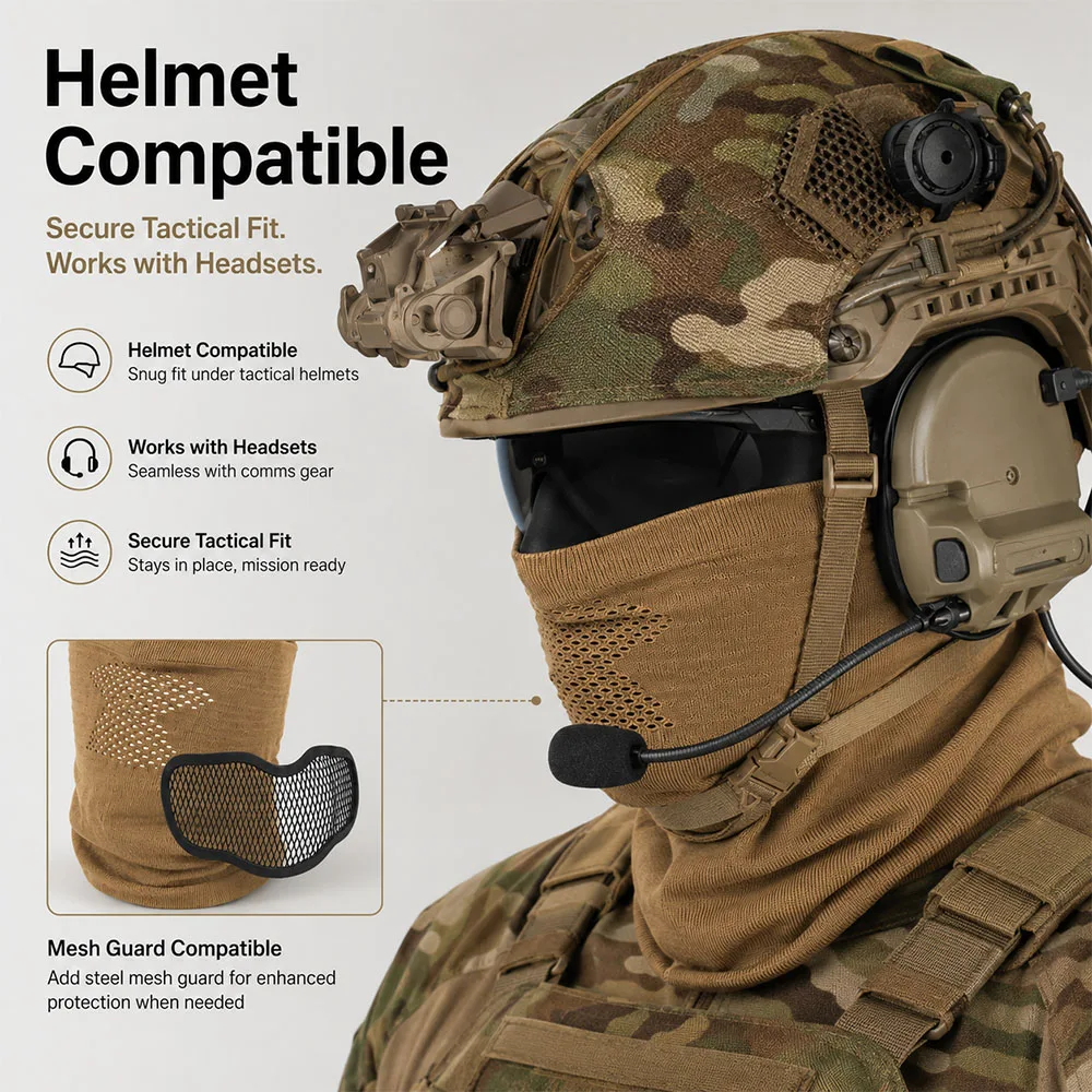 Máscara táctica malla acero transpirable para protección cuello - imagen 2