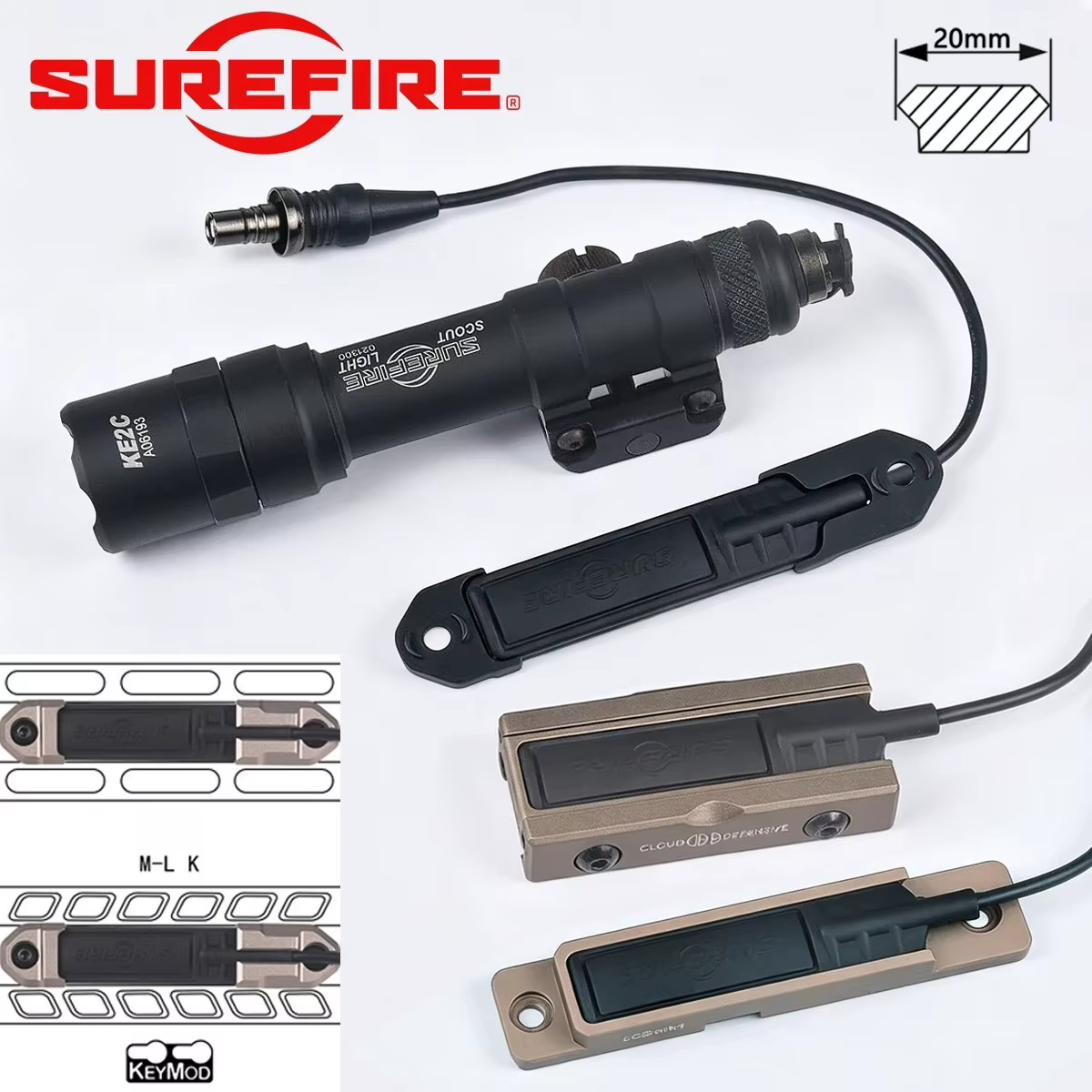 Linterna táctica Surefire M600U LED CNC, montaje MLOK