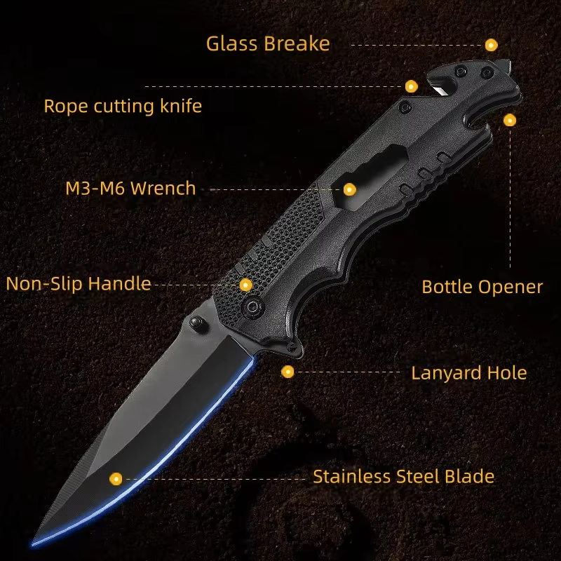 Cuchillo plegable para supervivencia y camping