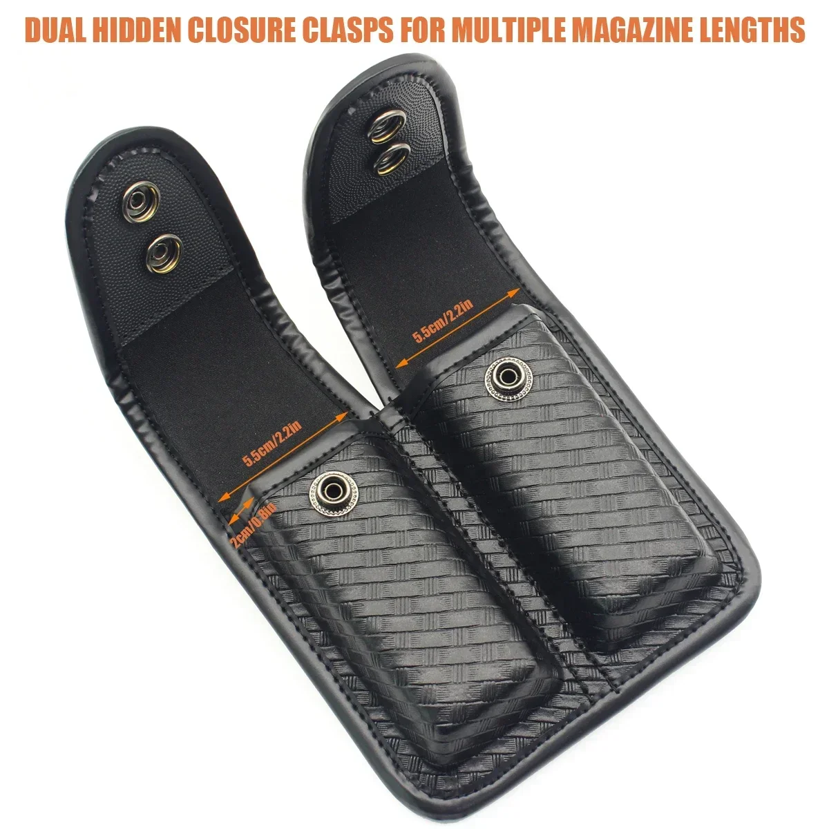 Funda táctica doble de cuero tejido negro con broche pistola - imagen 4