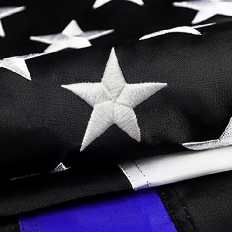 Banderín policial Thin Blue Line – Nylon impermeable bordado 90x150 cm - imagen 2