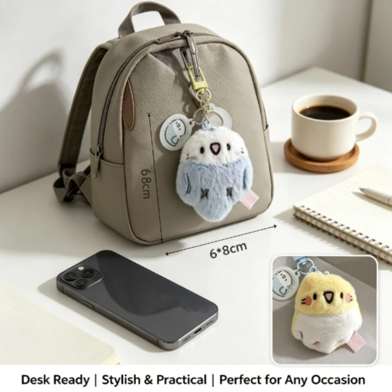 Colgante de peluche loro mini para bolsos y llaves, adorable