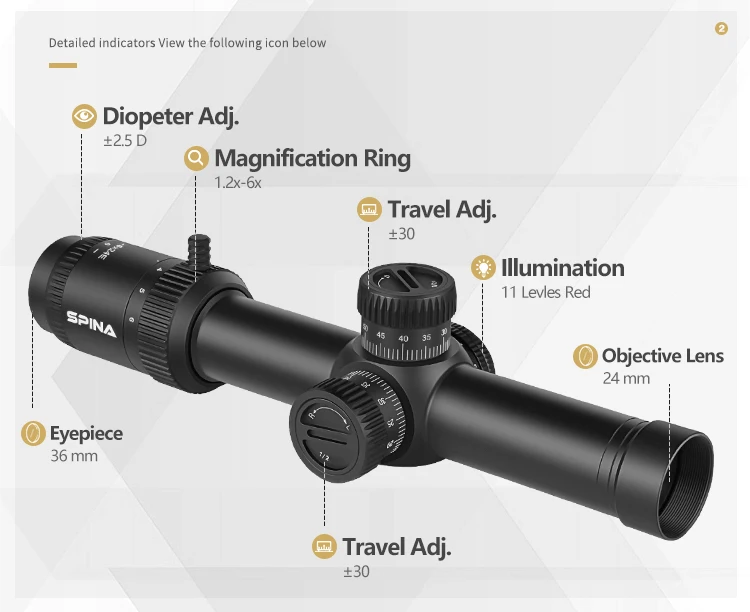 Mira telescópica táctica para rifle AR15 BDC con retícula iluminada - imagen 3