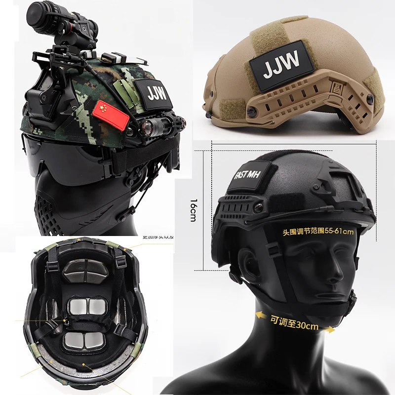 Casco táctico rápido en fibra de vidrio con suspensión Wendy