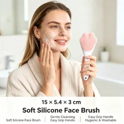 Cepillo facial de silicona con mango para limpieza y masaje