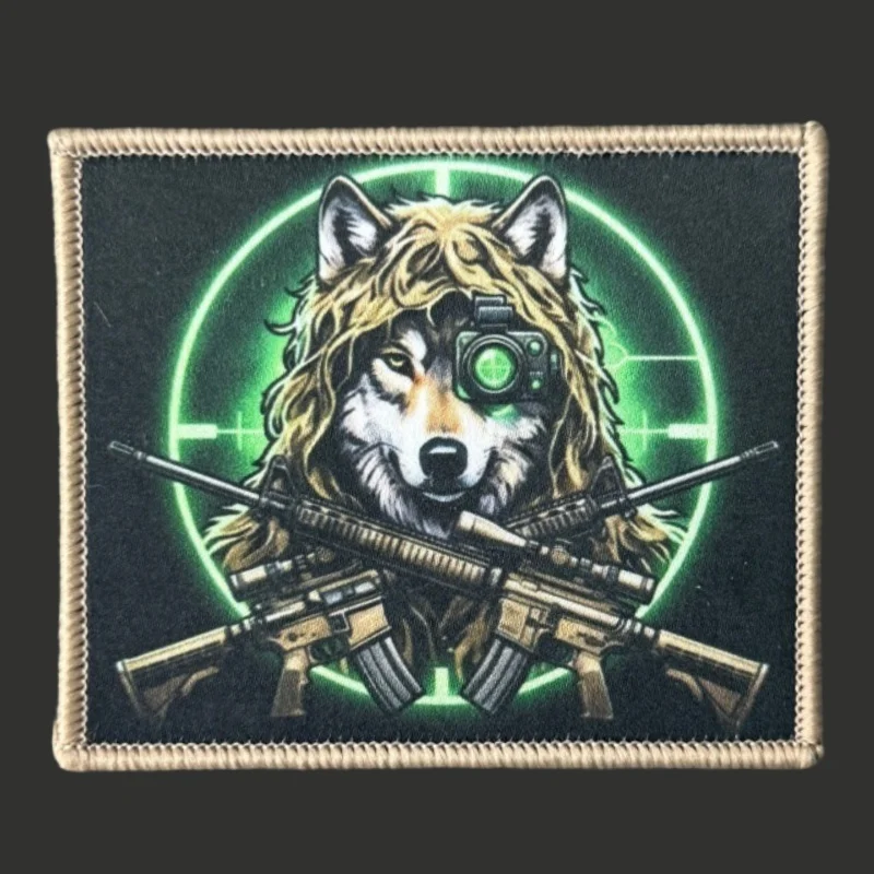 Parche táctico militar de lobo con velcro para mochila y ropa - imagen 2