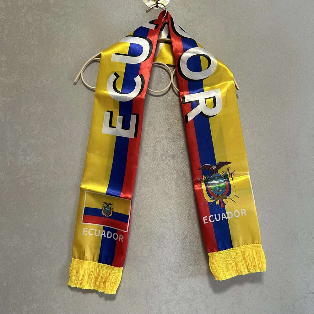 Bufanda Ecuador satén doble cara con borlas – Pañuelo deportivo y eventos