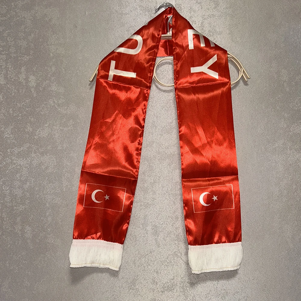 Bufanda de Turquía satén estampada doble cara con borlas para fútbol