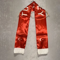 Bufanda de Turquía satén estampada doble cara con borlas para fútbol