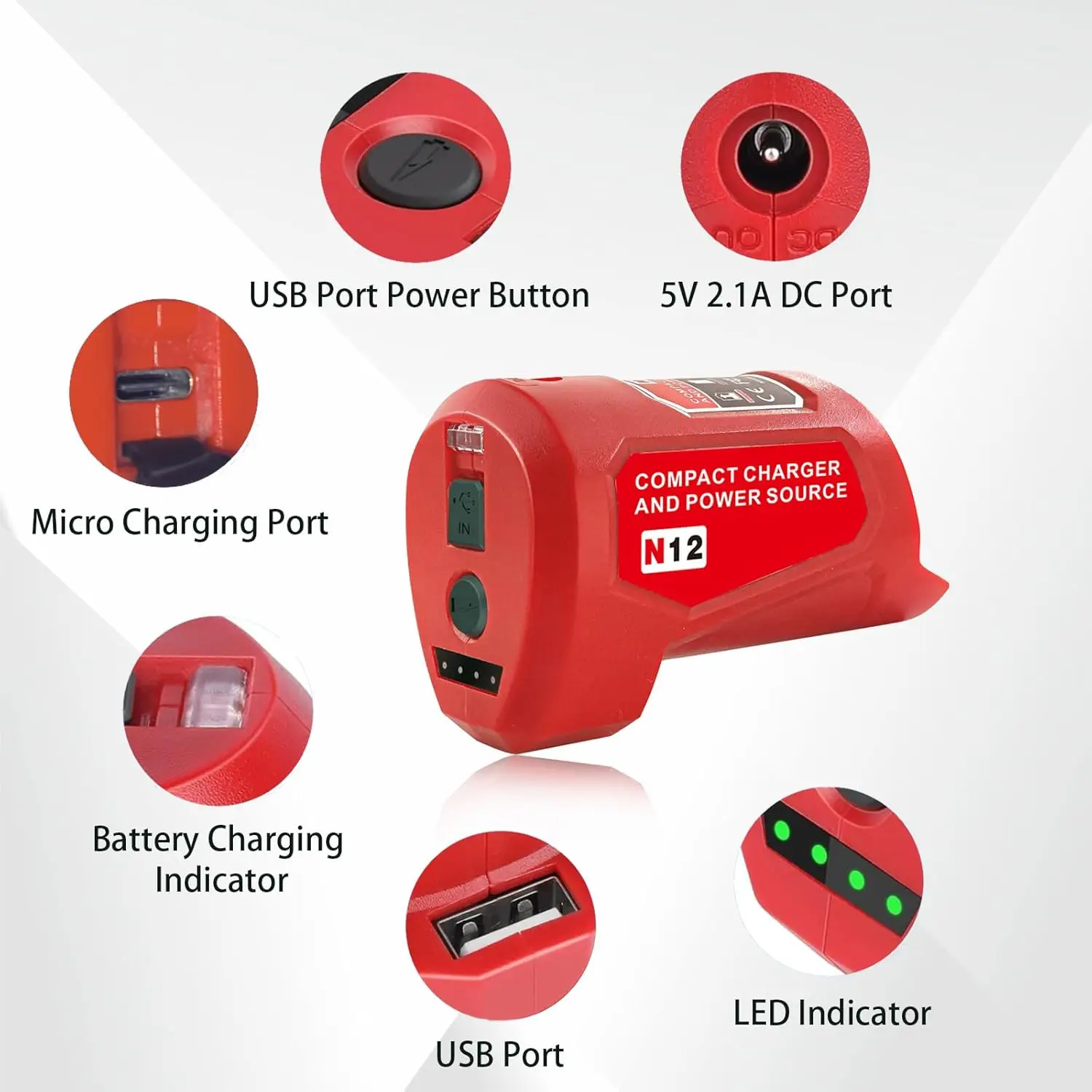Milwaukee adaptador Li-Ion USB-C con salida CC sin batería - imagen 4