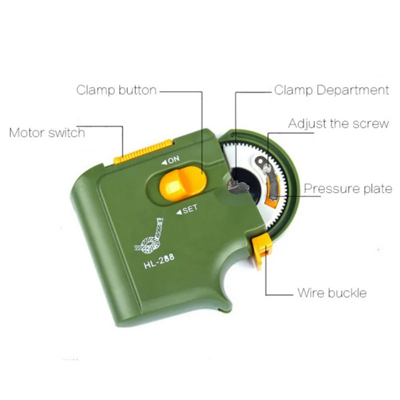 Atador automático en uso mostrando su agarre ergonómico