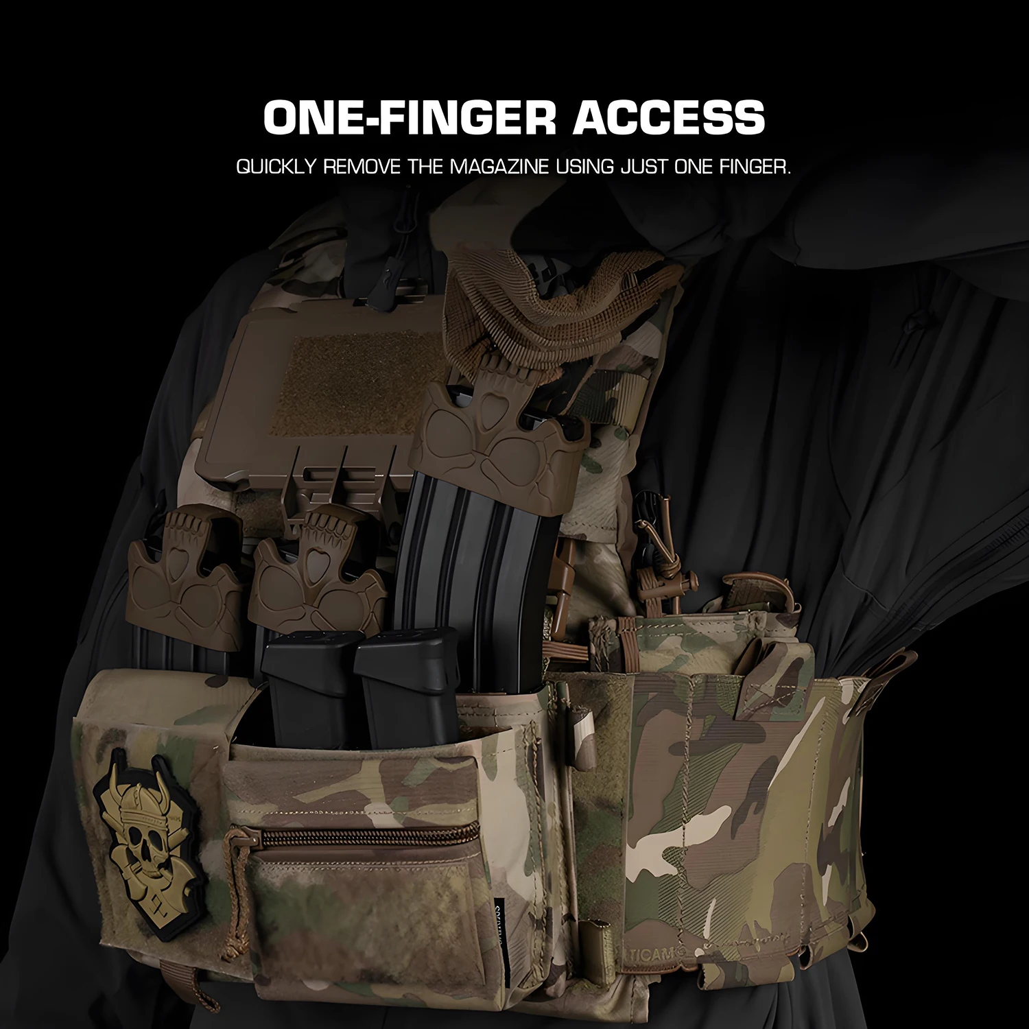 Base cargador AR-15 antideslizante con calavera para recarga táctica - imagen 4
