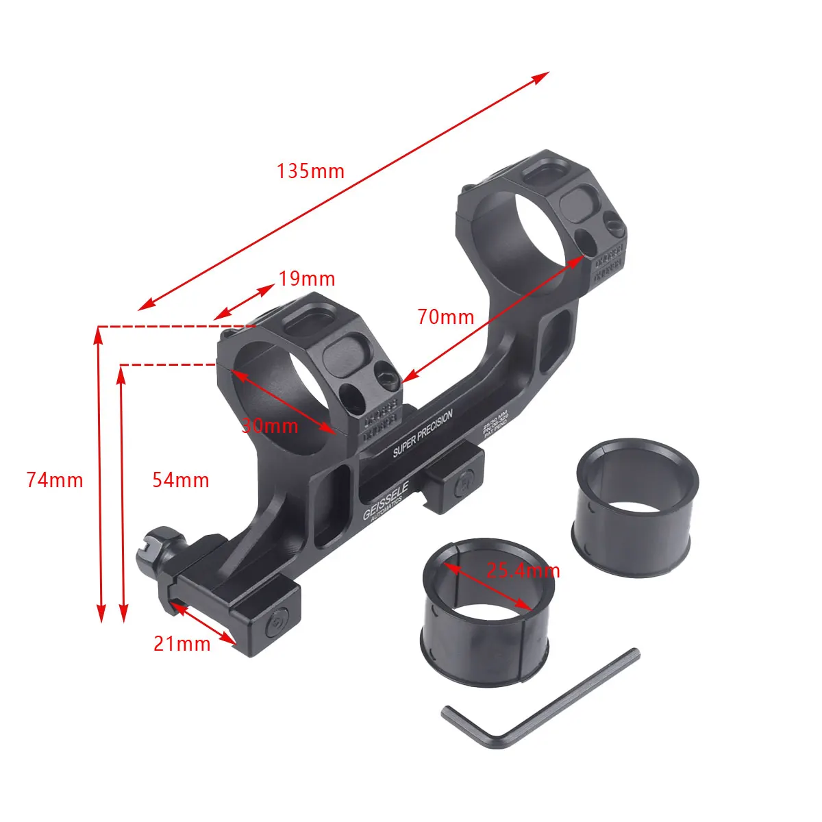 Geissele Montura Picatinny AR15 miras 30mm/25.4mm aluminio