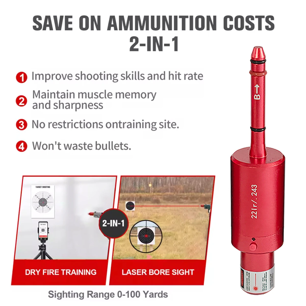Entrenador de fuego seco láser voz 22LR 9mm rojo infrarrojo 2 en 1 - imagen 5