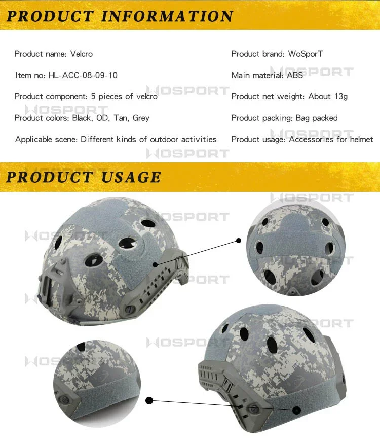Vista del sistema de sujeción adhesiva para casco FAST