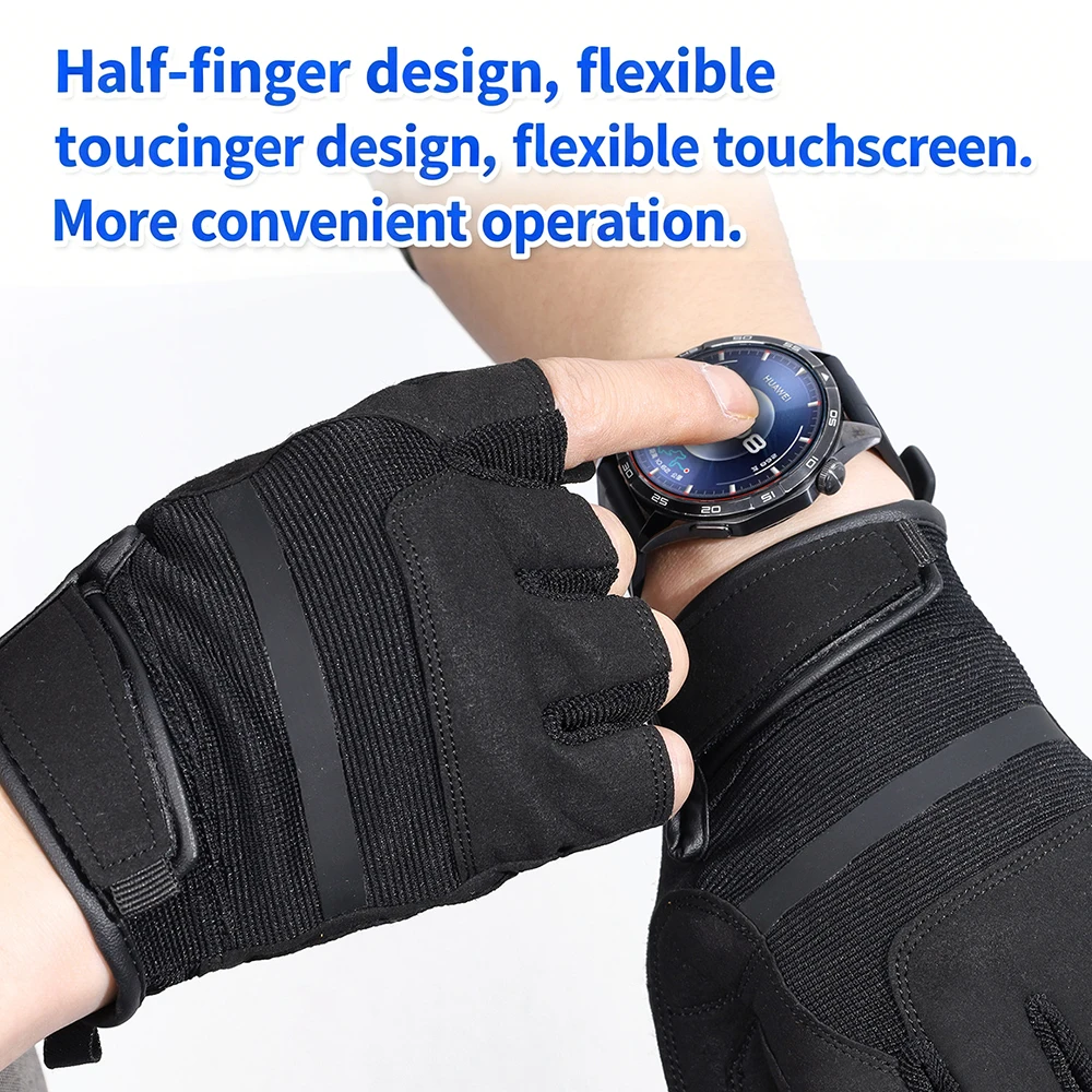 Guantes tácticos medio dedo transpirables resistentes abrasión silicona - imagen 2