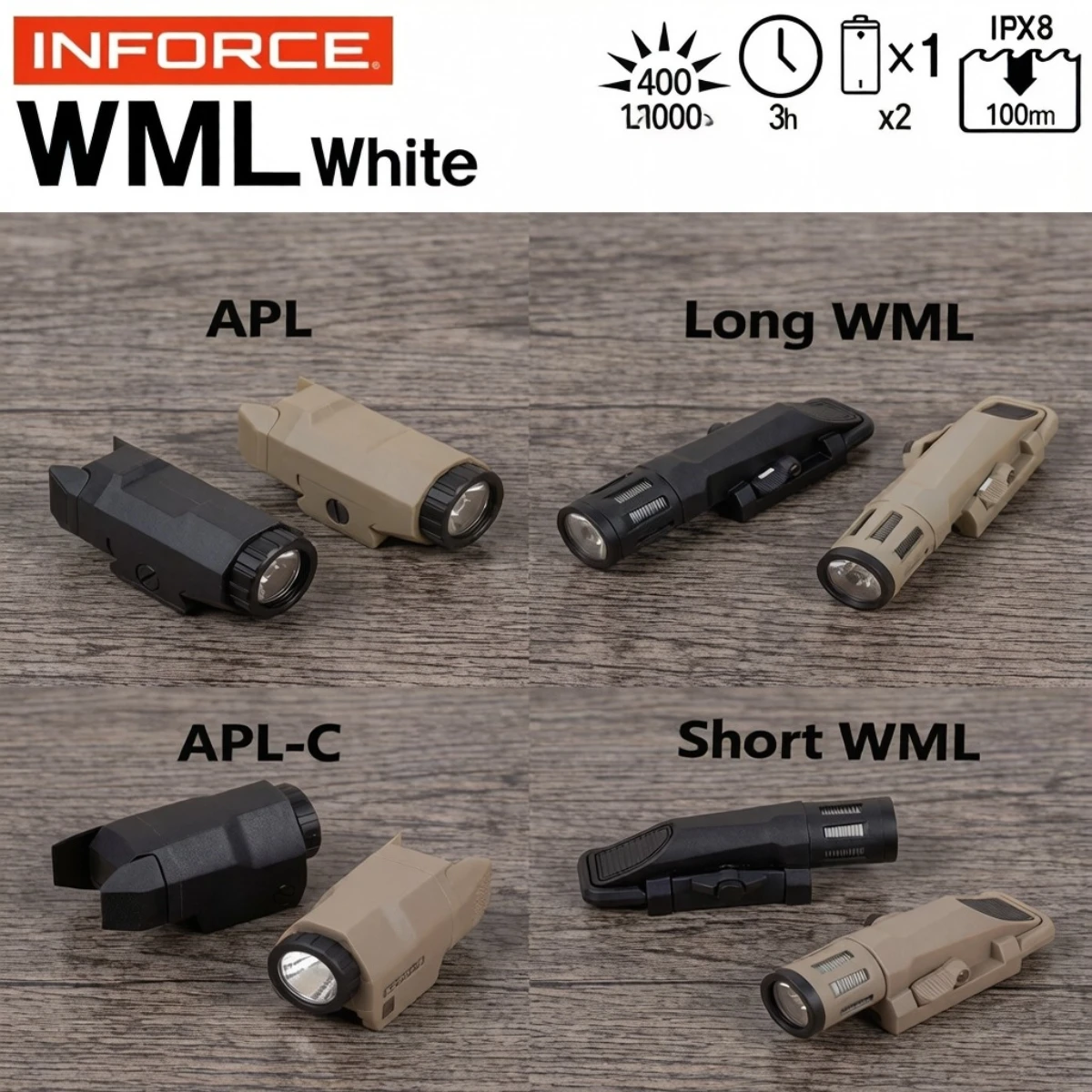 INFORCE WML APL – Linterna táctica LED montaje para pistola y rifle - imagen 3