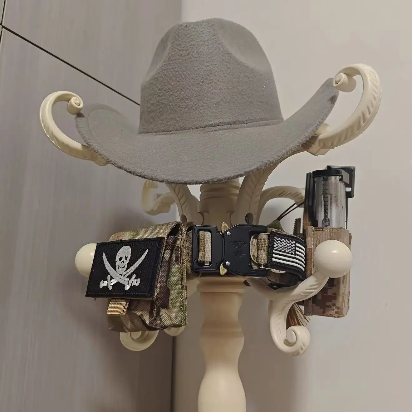 Cinturón táctico MOLLE airsoft doble capa con hebilla metálica - imagen 5