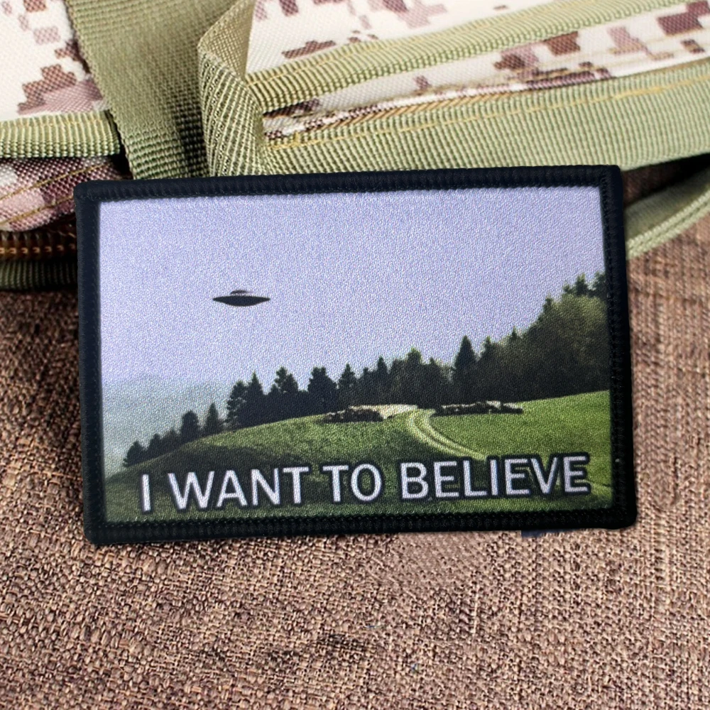 Parche táctico OVNI alienígena Quiero creer gancho y bucle - imagen 3