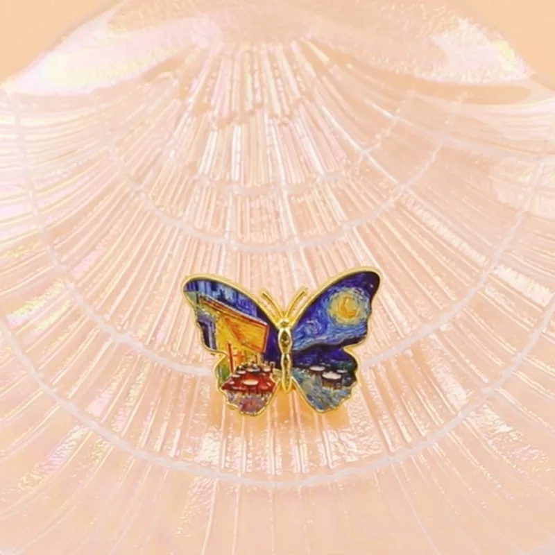 Pin esmalte mariposa cielo estrellado – Broche metálico para ropa y complementos
