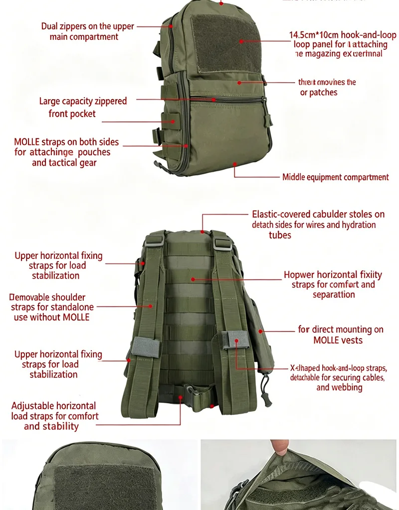 Mochila táctica compacta camuflaje exterior MOLLE – Asalto pequeña - imagen 2