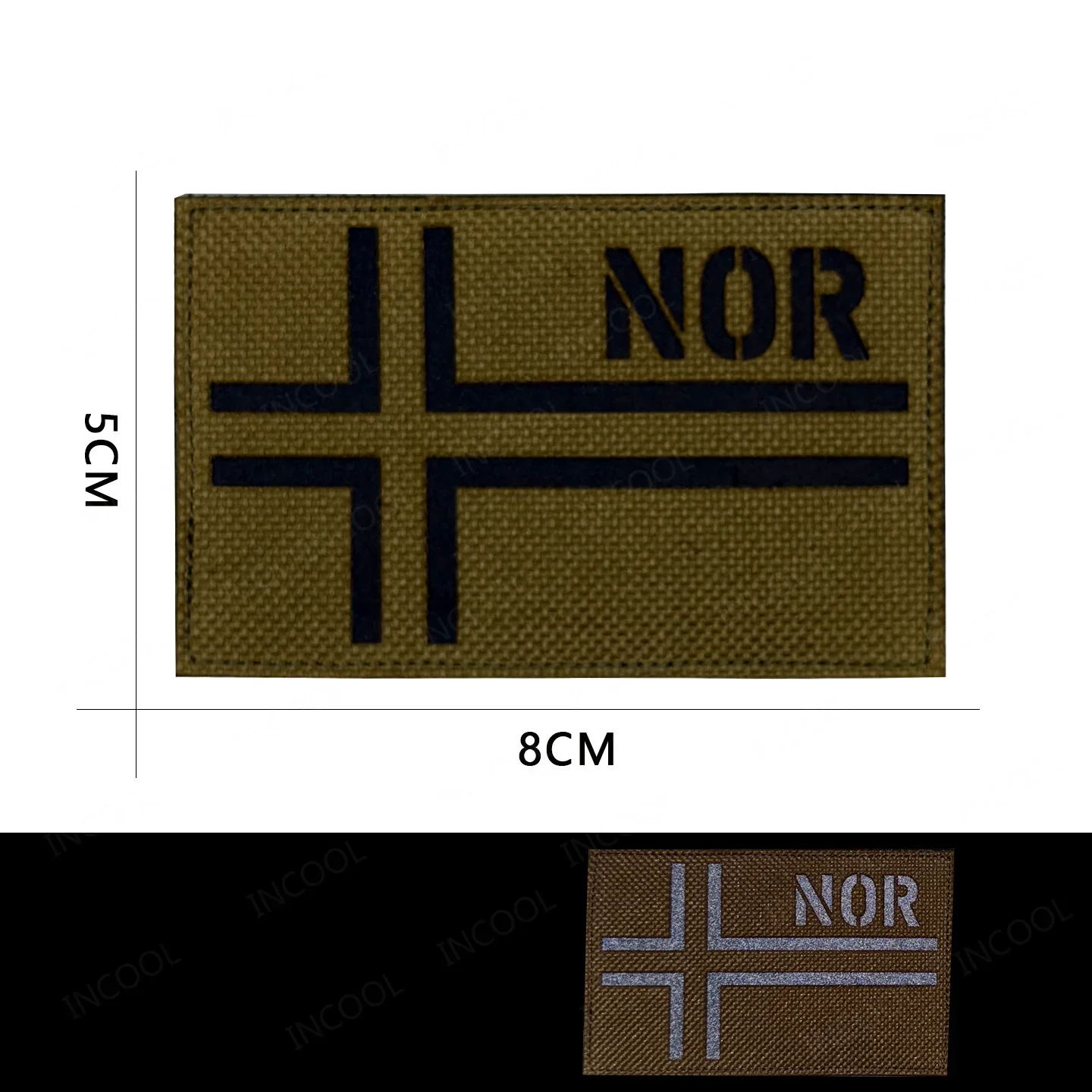 Parche táctico reflectante IR bandera Noruega verde caqui PVC y goma - imagen 2