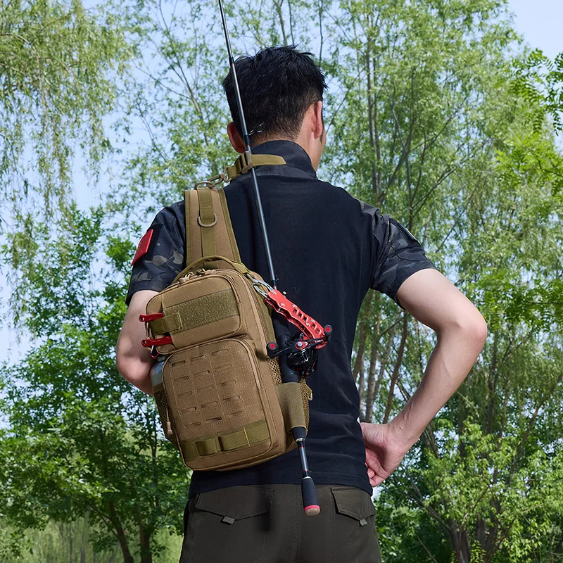 Riñonera MOLLE con soporte para caña – Pesca, camping y senderismo - imagen 5