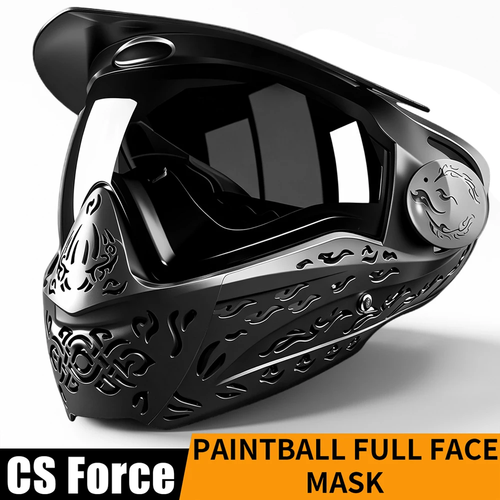 Máscara completa paintball airsoft – Lente PC antivaho protección facial - imagen 3