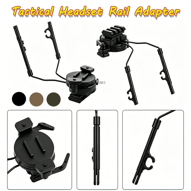 Soporte táctico auriculares casco riel MIL-SPEC giro Airsoft y tiro - imagen 5