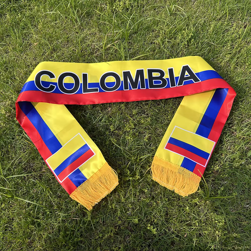 Sky Flag bufanda satén bandera Colombia doble cara con borlas - imagen 2
