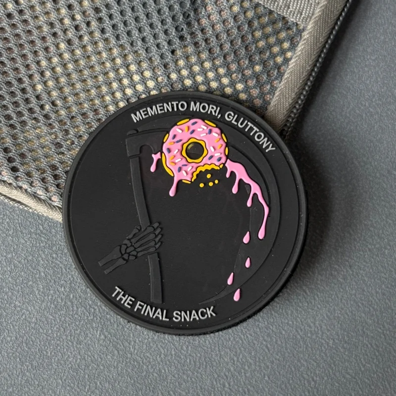 Parche táctico PVC con gancho y bucle Memento Mori para mochila