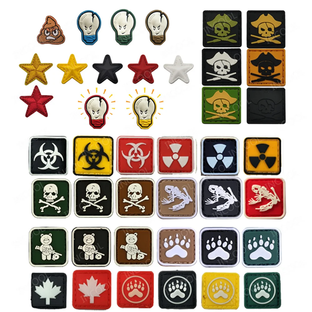 Parche táctico PVC mini Airsoft – Calavera, hoja de arce y oso - imagen 5