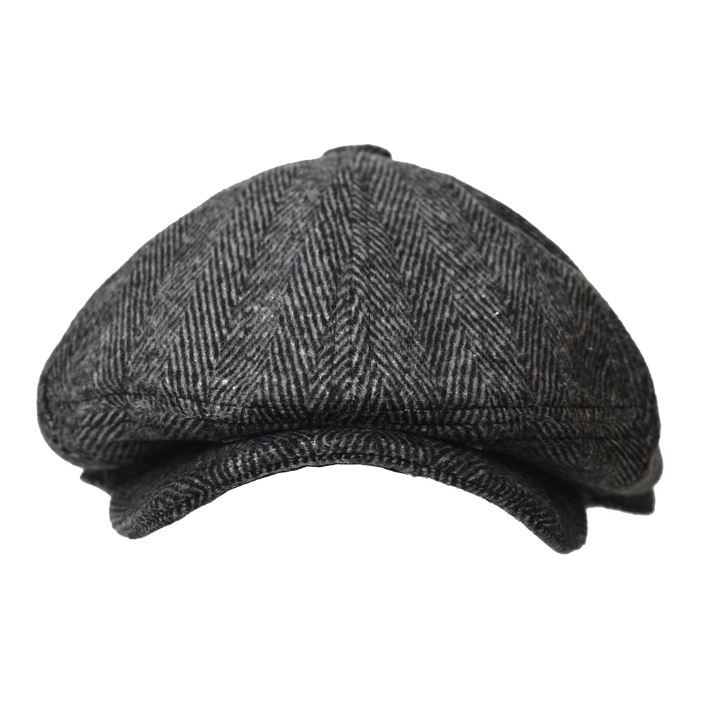 Gorra estilo Gatsby vintage de espiga con visera plana cálida