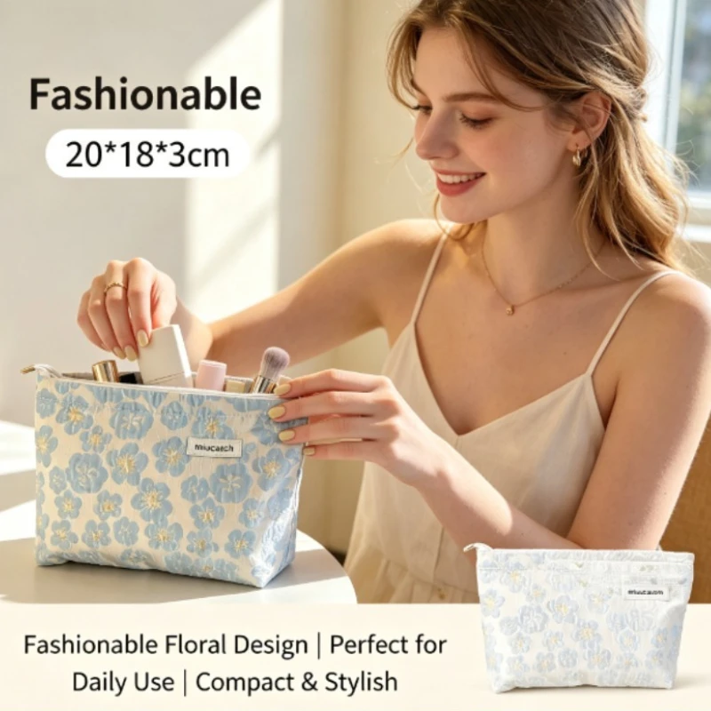 Bolsa de cosméticos de lona multiusos portátil con diseño de dibujos