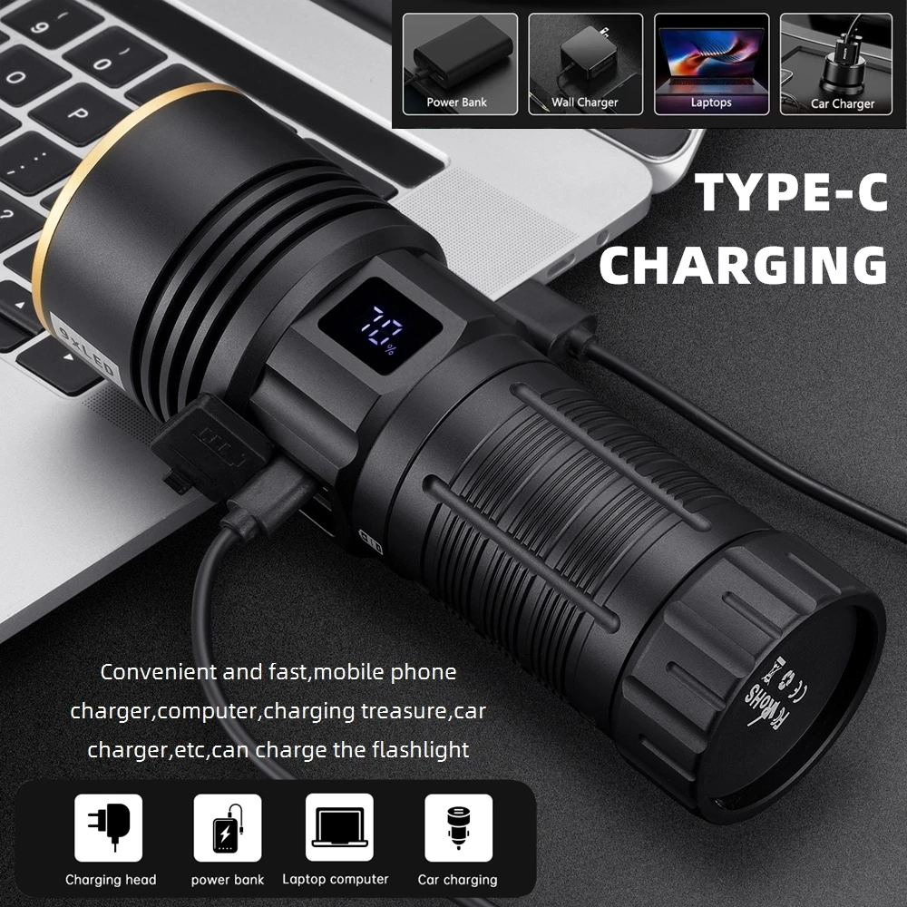 Linterna LED Táctica Recargable por USB Impermeable para Exteriores - imagen 2