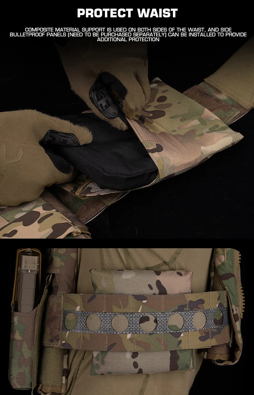 Detalle del panel trasero y bolsas