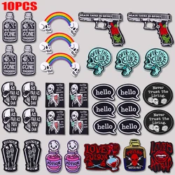 Parches bordados de calavera punk termoadhesivos para ropa