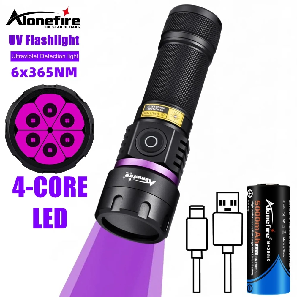 Linterna UV alta potencia luz negra para curado y detección LED - imagen 3