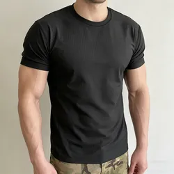 Camiseta táctica de nailon transpirable secado rápido hombre