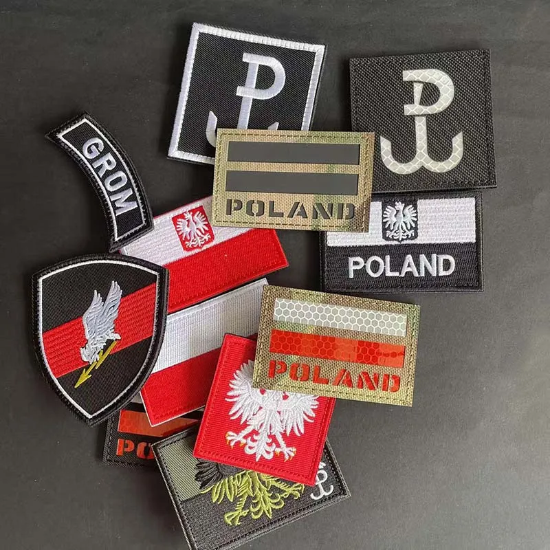 Parche bordado táctico bandera de Polonia y águila reflectante - imagen 5
