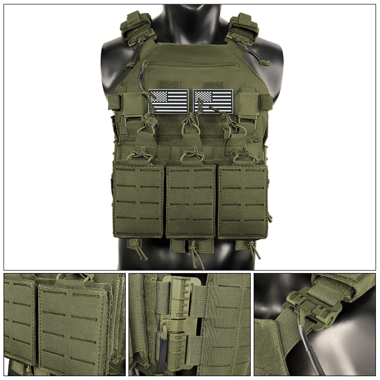 Chaleco táctico MOLLE modular corte láser, resistente y hebilla rápida - imagen 5