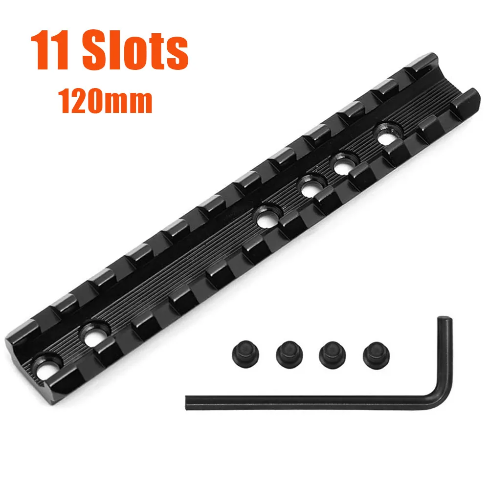 Soporte táctico Picatinny de aluminio negro con 11 ranuras