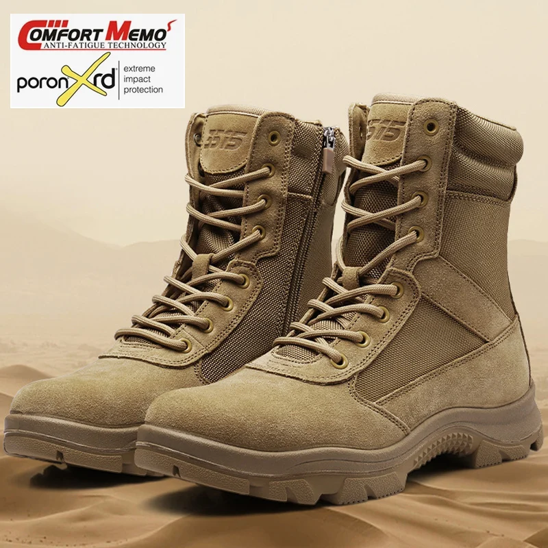 Botines tácticos impermeables de cuero para senderismo, caza y montaña
