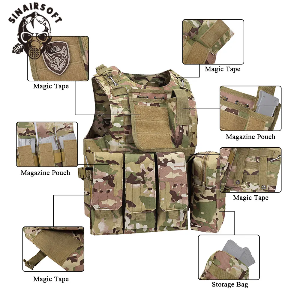 SINAIRSOFT chaleco táctico portaplacas MOLLE nylon anfibio - imagen 4