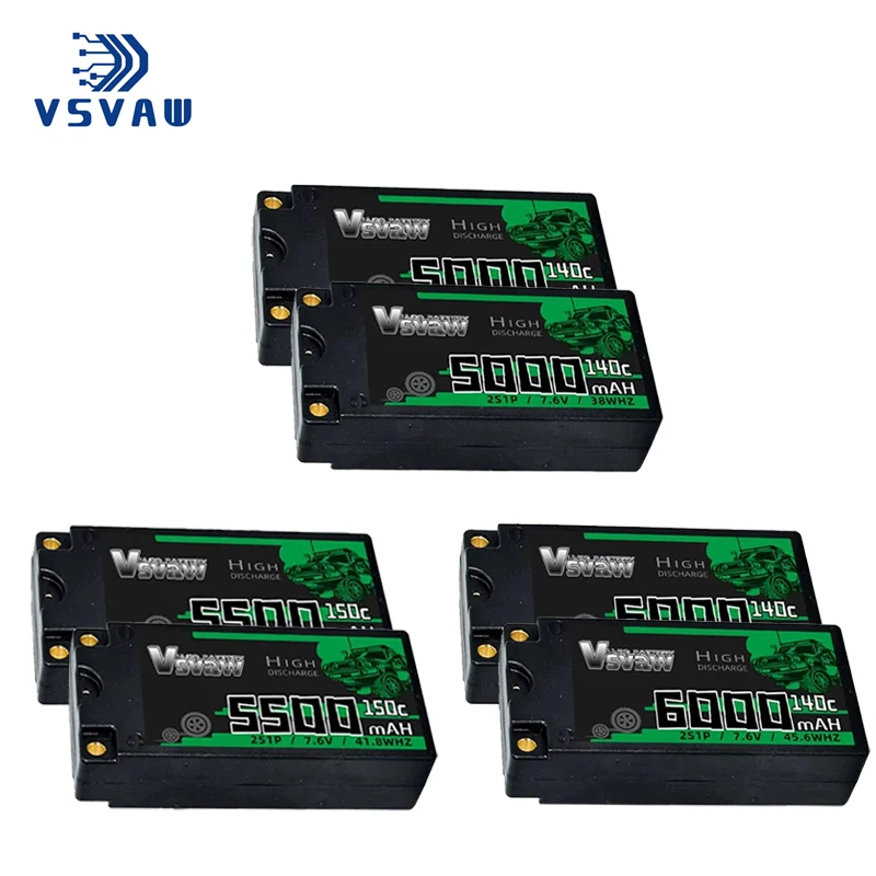 Batería LiPo VSVAW 2S 7.6V con conector XT60 para RC 1/10