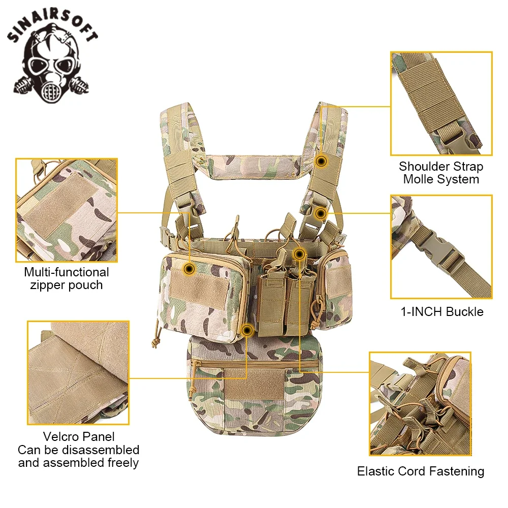 SINAIRSOFT Chaleco Táctico MOLLE para Airsoft y Outdoor - imagen 4
