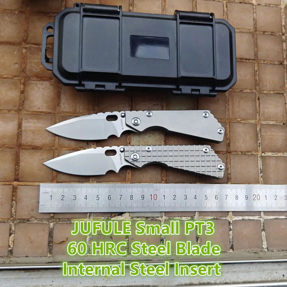 JUFULE Mick Strider cuchillo plegable EDC acero titanio para campamento