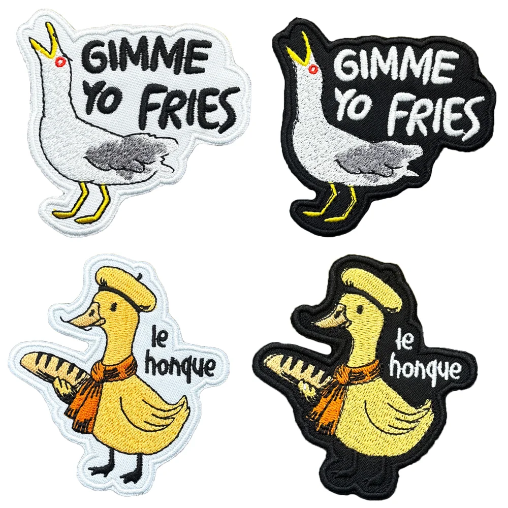Parche bordado patos y gansos estilo punk biker con cierre de gancho - imagen 3