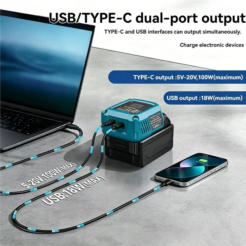 Cargador portátil Bosch 18V USB-C – Adaptador 100W para herramientas - imagen 5